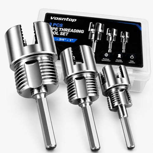 3PCS PVC Pipe Threader Kit – Dual Internal & External Thread Cutting Tool for 1/2", 3/4", 1" Pipes – Premium Carbon Steel, Drill Compatible, DIY Plumbing & Water Pipe Repairs