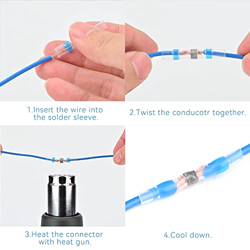 HKS 150PCS Solder Seal Wire Connectors Kit – Waterproof Heat Shrink Butt Terminals – 26-10 AWG – Automotive, Marine, Boat, Home Wiring Repair - color: Mix 26-10 AWG, size: 150PCS