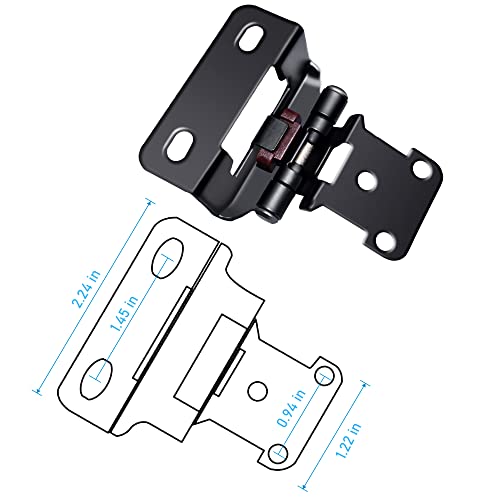 8 Pack (4 Pairs) 1/2 Inch Overlay Semi Partial Wrap Cabinet Hinges - color: Matte Black, size: 8 Pack (4 Pairs)