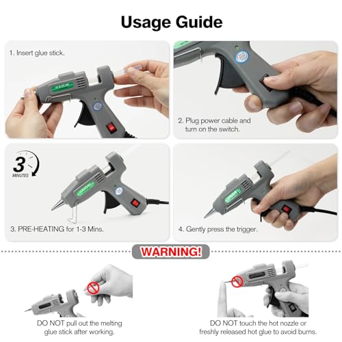 SHJADE Hot Glue Gun with 30 Glue Sticks, 20W Mini Hot Melt Gun Kit(Grey) - color: Grey-new Packaging