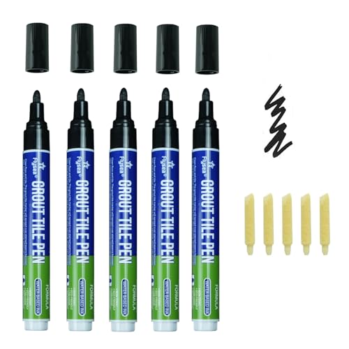5 PCS Tile Grout Pen Home Repair Pen Tile Paint Markers for Tiles Floor Wall Bathroom Kitchen Repair Tools (White)