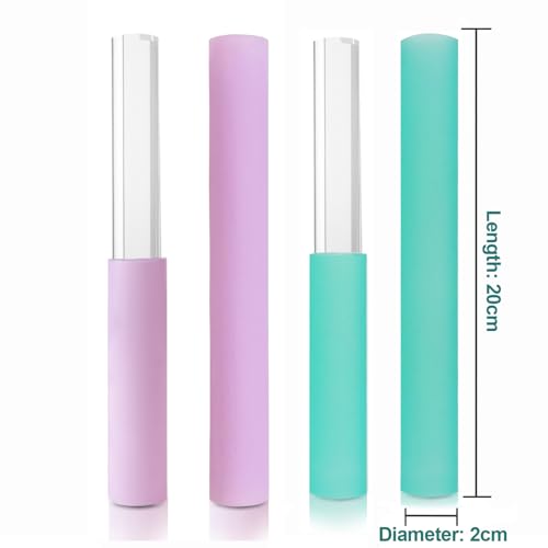 4 Pcs Singing Bowl Mallet Set Includes Solid and Hollow Acrylic Silicone Rubber Striker Mallet for Playing Quartz Crystal Singing Bowls with Bundle Pocket(PurpleGreen) - color: PurpleGreen
