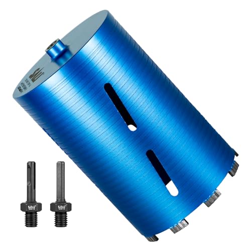 SALI Diamond Core Drill Bits 6 1/2" Diameter 10"/254mm Drilling Depth 5/8-11" Thread Core Bit Turbo Laser-Welded Segments for Cured Concrete with, Brick, Block, Masonry, with Two Adapters - size: 6 1/2 inch