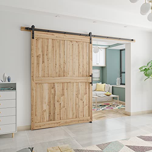 SMARTSTANDARD 10 FT Heavy Duty Sturdy Sliding Barn Door Hardware Kit Black - size: 10 Feet