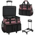 SCAVATA Rolling Cleaning Caddy Bag with Detachable Trolley & Wheels - color: LotusPink