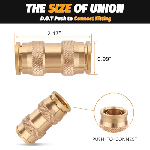 Brass DOT Quick Push to Connect, 3/4" Air Brake Union Push in - color: 2PCS DOT Push-to-Connect, size: 3/4" Od
