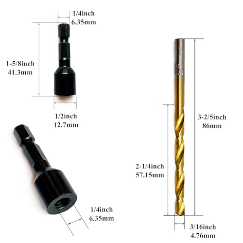 2 Pcs Hanger Bolt Driver and Drill, Alloy-Steel Driver with HSS Twist Drill for 1/4"-20 Double Headed Wood Screws Fully All Threaded Rod,Threaded Insert Hexagon Head Drivers and Drills Bits - size: Driver&Drill 1/4"