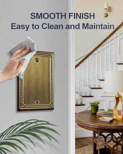 Switch Plates Outlet Covers, 2-Pack Antique Brass Metal Wall Plates - color: Antique Brass, size: 1 Blank 2PK