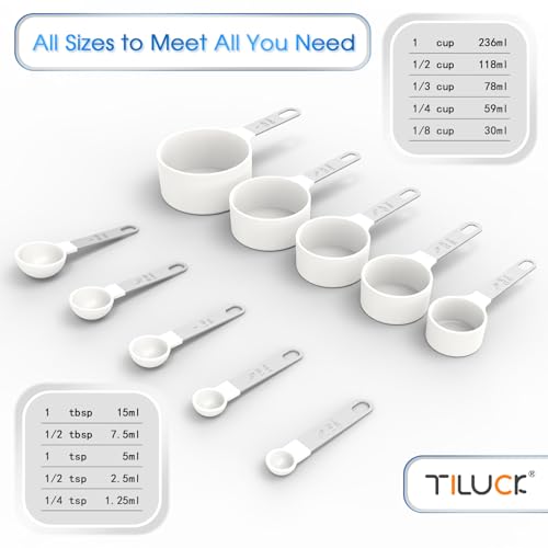 Measuring Cups & Spoons Set, Stackable Cups and Spoons - color: White