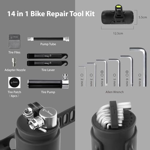 BONE Bike Portable Tool Kit, 14-in-1 Bicycle Repair Capsule for Cycling - color: Black - 14-in-1
