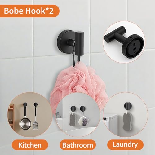 5-Piece Matte Black Bathroom Hardware Set, Towel Racks Set for Bathroom SUS304 Stainless Steel Toilet Paper Holder Wall Mounted, 24 Inch Modern Bathroom Accessories Kit - color: A-24 Matte Black