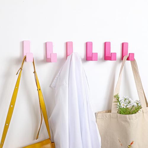 Teenyyou 6 Pcs Cute Kids Wall Hooks Adhesive for Backpack Pink Mixed Color - color: Pink Mixed Color