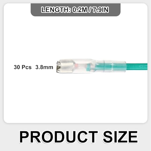 MECCANIXITY 30Pcs 3.8mm Female Spade Crimp Terminal with 20cm Wires - color: Green, size: 3.8mm, 20cm L