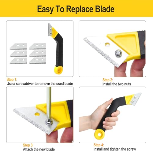 Tile Grout Saw Grout Removal Tool with 6 Pieces Extra Blades
