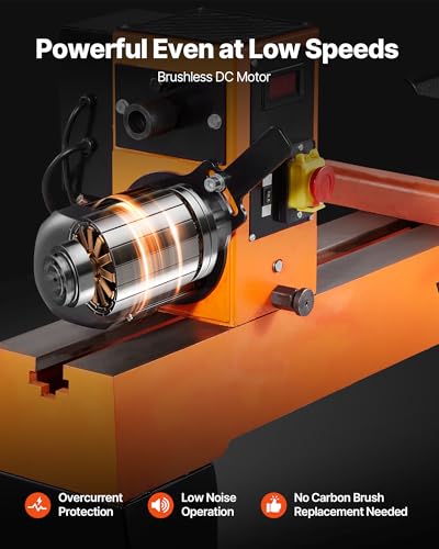 VEVOR 2 HP Wood Lathe, 18 x 40 Inches, 150–3200 RPM Variable Speed, Brushless DC Motor, Cast Iron Body, Tool Rest - size: 16" x 40"-2 HP