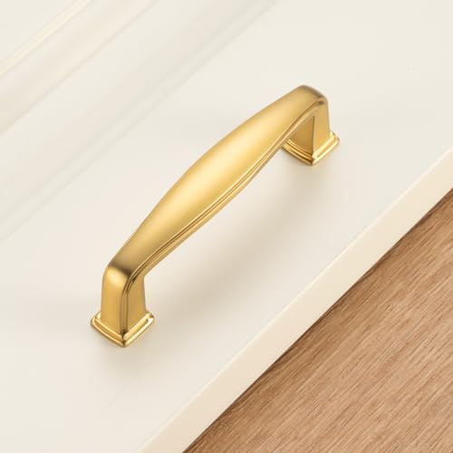 KOOFIZO 10 Pack 3 in Brushed Gold Cabinet Pulls, Gold Drawer Handles 1817 - color: Brushed Gold, size: 3" CC - 10Pcs