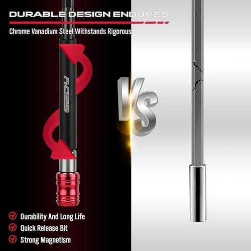 Magnetic Screwdriver Bit Holder Set: 5-Piece 1/4 Inch Hex Shank Quick Release Extension Adapter | Super Straight Durable CR-V Steel | Universal Fit for Impact Driver Bits | 2", 4", 6", 12", 17" Long - style: 2|4|6|12|17inch-5PCS