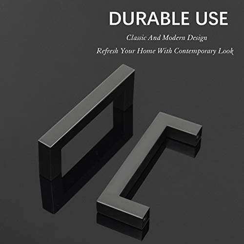 KNOBWELL 6 Pack 3-1/2 inch Black Kitchen Cabinet Door Handles, Stainless Steel T Bar Dresser Drawer Pulls - Hole Centers 3.5 inch(90mm), Overall Length 4 inch - color: Matte Black, size: Hole Center:3-1/2 inch(90mm)