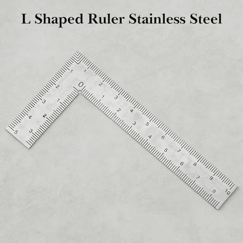 2×4 Inch Carpenter Square Tool Flat, Ymapinc Small Framing Square for Woodworking, Stainless Steel Metal L Ruler for Engineer, Carpenter Tools