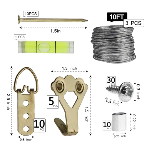 Picture Hanging Wire Kit D Rings Picture Hardware with Screws - size: size_3