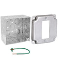Pack of Box and Cover 4'' Square Electrical Box, 1 Rocker Switch, Exposed Work Cover, Crushed Corners, Welded Construction, Ten 1/2'' and Six TKO Knockouts, Raised Ground, 2-1/8'' - size: Rocker Switch