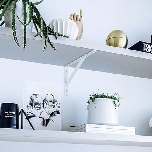 8 Pcs Heavy Duty Shelf Brackets, Floating Metal Shelf Brackets, L Shaped Shelves Support Angle Brackets for Heavy Duty Floating Shelves (9.84 x6.29 inch White) - size: 9.84 x 6.29 inch White