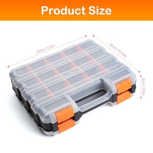 Double Side Small Parts Organizer Hardware Storage for Screws Nuts - size: 34 Compartments