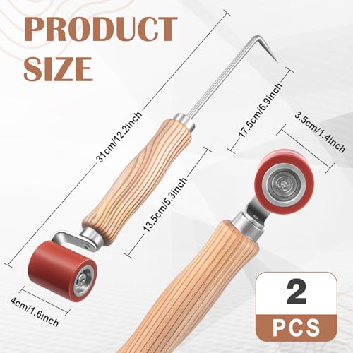 2 Pcs Seam Roller with Seam Tester Probe 40mm Silicone Roofing Roller Smoothing Combo Tool for PVC/TPO/EPDM Woodworking Flooring Wallpaper Single Ply Roofing Tape Hot Air Tools