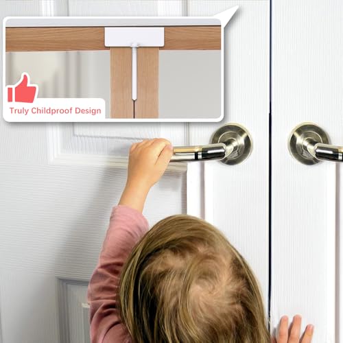 Metal Bifold Door Lock - Double Door Child Safety Locks Keep Toddler, Cats&Dogs Out of Closets, Cabinets, Pantry - No Need Install (1PC) - size: 1PC