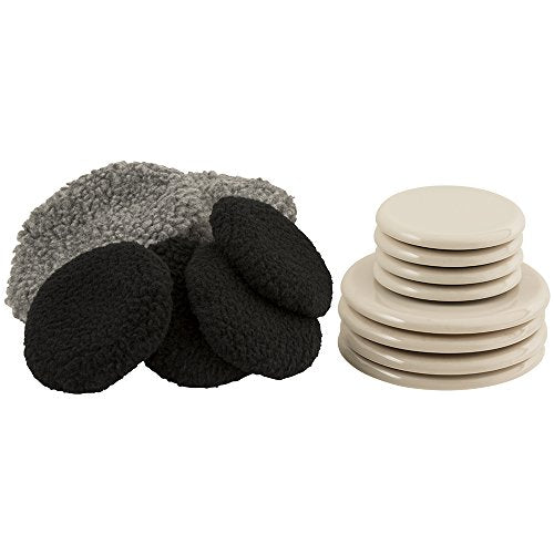 Super Sliders 3 1/2" and 5" Reusable 2-in-1 Furniture Carpet Sliders with Hardwood Socks, Beige (8 Pack)