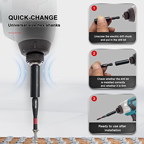 HAUTMEC 2PCS 1/4" Magnetic Impact Drill Bit Holder, CR-V Quick Change Hex Shank Screwdriver Bit Holder Extension with Torsion Zone for Drill & Impact Driver - HT0163 - size: 2-Pack Magnetic Bit Holder