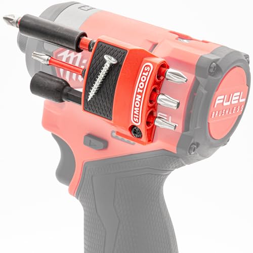 Simon Tools Magnetic Bit Holder for Milwaukee M12 Fuel Surge Impact Driver and Drill - Holds 6 Bits - color: Red Left Side, size: Fits Model No 34xx (Gen3) ONLY!