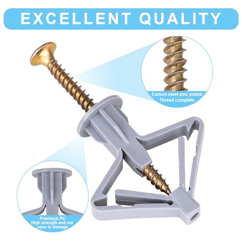 100 pcs Drywall Anchors, Hollow-Wall Anchors with Screws - color: Gray-50pcs