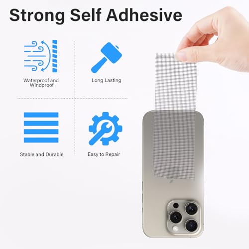 Window Screen Repair Tape, Made of 3M Tape, Screen Repair Kit for Small Holes and Tears of Windows, Doors, Mosquito Net, Strong Adhesive Patch Kit Fiberglass Mesh Tape (Normal) - style: Normal