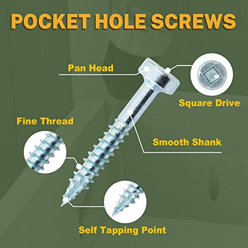 LIONMAX Pocket Hole Screws Fine Thread #8 x1 Inch, 600 PCS, Galvanized - size: #8 x 1"