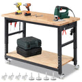 ENJOYWOOD 60" Heavy Duty Garage Workbench with Wheels, Adjustable Height