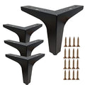 4 Inch Furniture Legs Set of 4 Metal Furniture Legs Modern Triangle Feet Matte Black for Sofa Cabinet Cupboard Couch Chair Ottoman - color: Black, size: 4 Inch