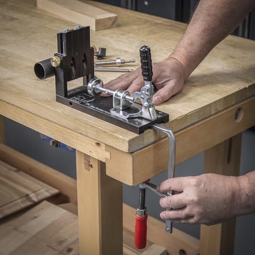 Trend Pocket Hole Jig Kit with Dual Column Jig, Face Clamp, HSS Drill Bit & Depth Setting Collar, 2 Square Bit Drives & 100 Pocket Hole Screws, PH/JIG