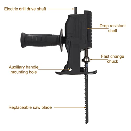 Reciprocating Saw Adapter Electric Drill to Reciprocating Saw Adapter, Hand Drill to Reciprocating Saw Chainsaw Conversion Head Kit, Woodworking Hand Saw Drill Jig Saw Attachment