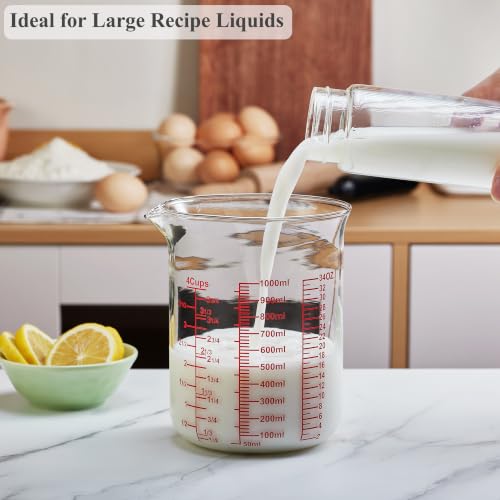 Ackers BORO3.3 Borosilicate Glass Measuring Cup with V-Spout, 1000 ml - size: 4Cup,1000ML