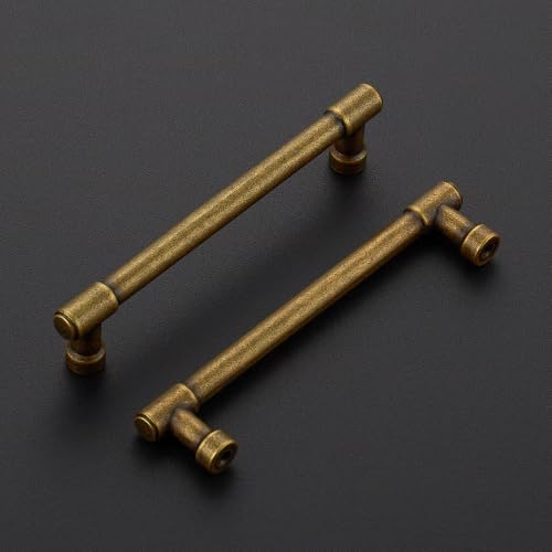 Ravinte Antique Brass Kitchen Pulls Cabinet Handles 5 Inch 10 Pack - color: Antique Brass, size: 5 Inches Hole Center