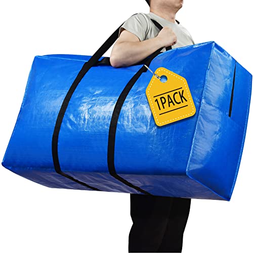 Extra Large Storage Bags, 57 Gallon XXL Jumbo Large Moving Bags Heavy Duty - color: Blue - 1 PACK, size: 42" X 23" X 13.5"
