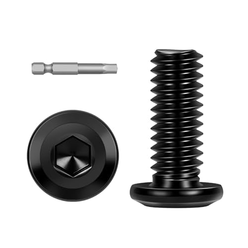 30 PCS 1/4"-20 x 3/4" Flat Head Socket Cap Screws Bolts, Flat Round Head Furniture Allen Bolts, Stainless Steel 304, Full Thread, Black Coating, Screwdriver Bit Included - size: 1/4"-20 x 3/4"
