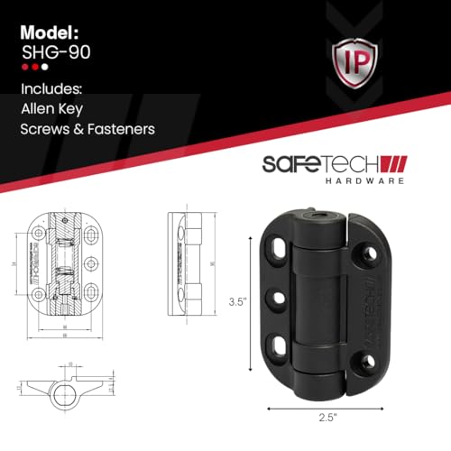 Safetech Hardware TopKlik Self Closing Gate Hinges | Self-Aligning Heavy Duty Spring Hinge | Adjustable Tension | Pool Safety Hinges | Any Square Post, Aluminum Gates | Swing Close 90lb SHG-90L White - color: White, size: TOPKLIK