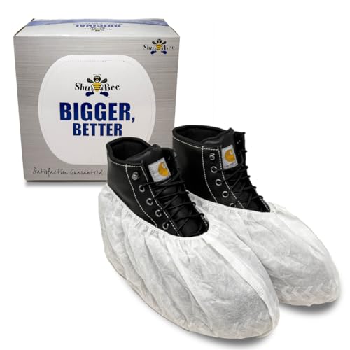 ShuBee Original Disposable, Extra-Large Boot and Shoe Covers, Thicker & Stronger, Durable Protection for Floors - 50 Pairs - color: White