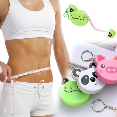3 Pcs Retractable Kids Fabric Measuring Tape, Cartoon Animal Body Measuring Tapes with Keyring, for Craft Nursing Medical Travel