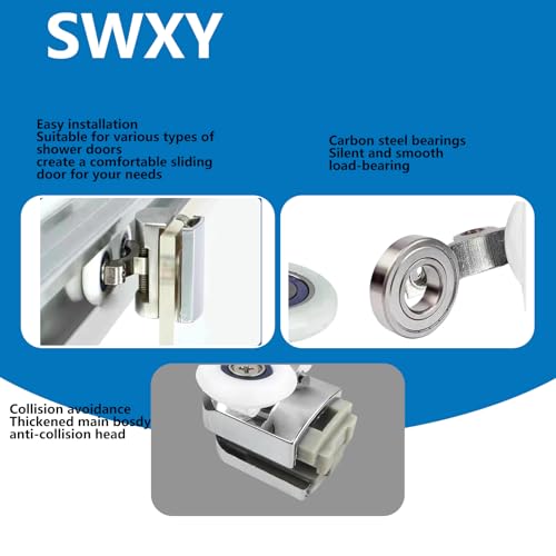 8 Pcs Shower Door Roller 23mm Aluminum Alloy Shower Door Rollers Replacement with Anti Collision Block and Screws for 4-6mm Glass Door