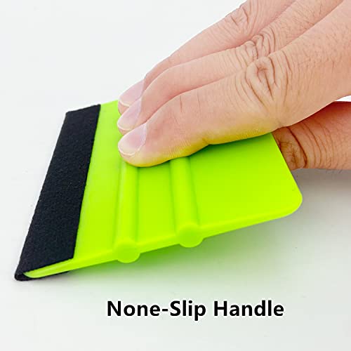 CCyanzi 4inch Vinyl Squeegee Tool Window Film Squeegee Decal Scraper Sign-Making Graphic Wallpaper Application, Felt Edge Protection Prevents Scratches - 10Piece Green - color: Green