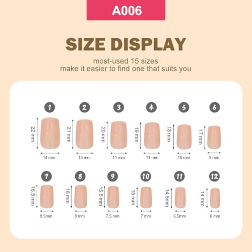 288Pcs Press On Nails Short Square Fake Nails Press Ons Set, Solid Color Acrylic Glue on Nail Reusable Full Cover Glossy Artificial Nail Kit False Nail for Women Manicure 12 Pack - color: Style-18