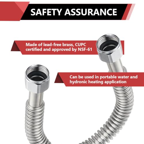 2piece EFIELD Flexible SS Corrugated Hose Connector,1" FIP x18"Length - size: 18"L(1" FIP)